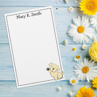 Custom Yellow Lab Puppy Cute Dog Art Stationery 便箋