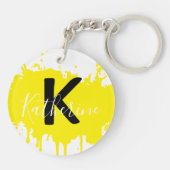 Custom Yellow Splash Initial Acrylic Keychain キーホルダー (裏面)