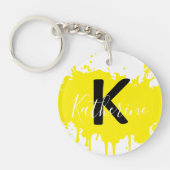 Custom Yellow Splash Initial Acrylic Keychain キーホルダー (正面)