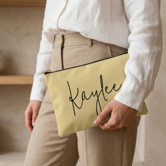 Custom Yellow Wedding Party Favor Pouch, Mom Gift アクセサリーポーチ