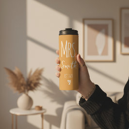 Custom Yellow Wedding Tumbler for Hubby & Wifey タンブラー