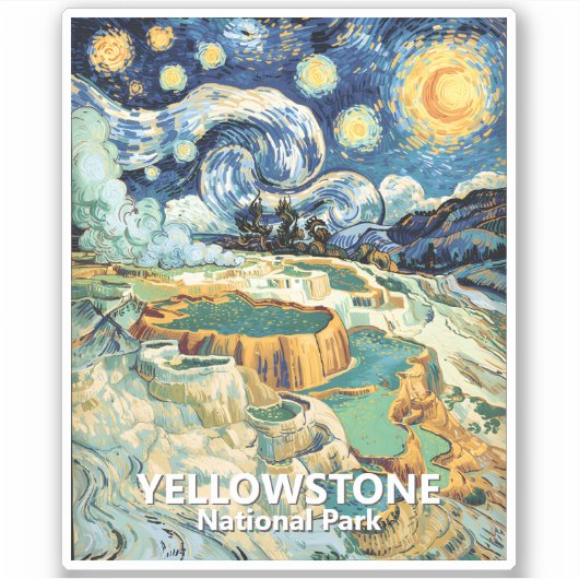 Custom Yellowstone Mammoth Hot Springs Van Gogh シール (正面)