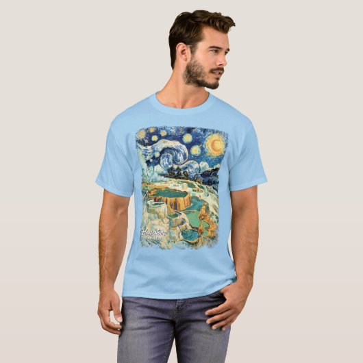 Custom Yellowstone Mammoth Hot Springs Van Gogh Tシャツ (正面フル)