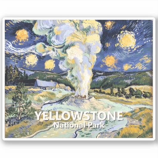 Custom Yellowstone Old Faithful Geyser Art Vintage シール (正面)