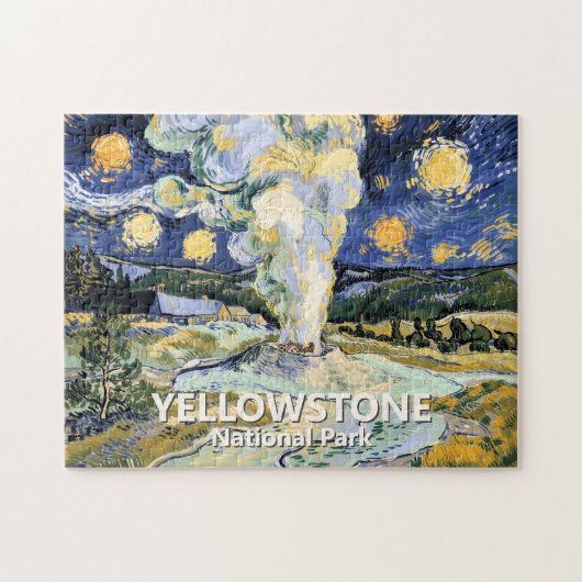 Custom Yellowstone Old Faithful Geyser Art Vintage ジグソーパズル (横)