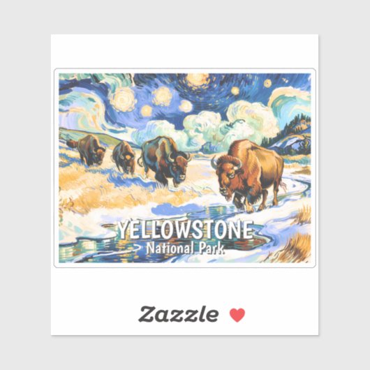 Custom Yellowstone Wildlife Buffalo Vibrant Nature シール (シート)