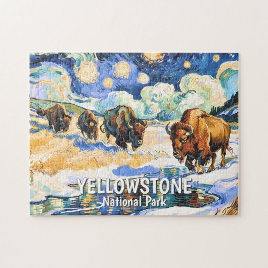 Custom Yellowstone Wildlife Buffalo Vibrant Nature ジグソーパズル (横)