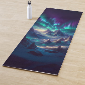Custom Yoga Mat – Fantasy Aurora Mountain Landscap ヨガマット