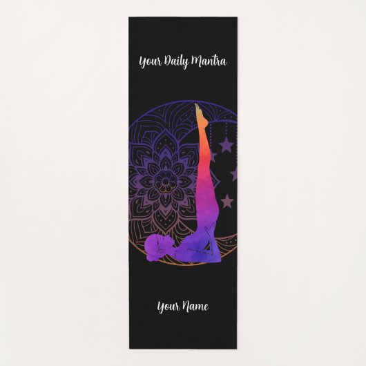 Custom Yoga Mat with Name & Mantra | Watercolor ヨガマット (正面)