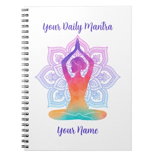 Custom Yoga Notebook with Name & Mantra ノートブック (正面)