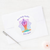 Custom Yoga Sticker with Name & Mantra ラウンドシール (封筒)