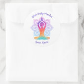 Custom Yoga Sticker with Name & Mantra ラウンドシール (バッグ)