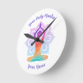 Custom Yoga Wall Clock with Name & Mantra ラウンド壁時計 (傾斜)