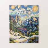 Custom Yosemite Tunnel View Winter Van Gogh Style ジグソーパズル (縦)