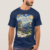 Custom Yosemite Tunnel View Winter Van Gogh Style Tシャツ (正面)
