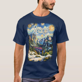Custom Yosemite Tunnel View Winter Van Gogh Style Tシャツ