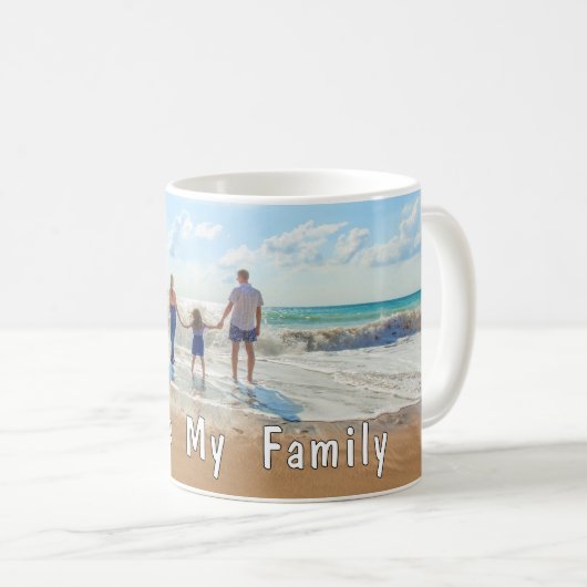 Custom Your Family Photo Mug Gift with Text コーヒーマグカップ (正面右)