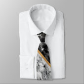 Custom Your Letter Black and White Marble Neck Tie ネクタイ (タイ)