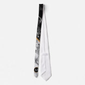 Custom Your Letter Black and White Marble Neck Tie ネクタイ (裏面)