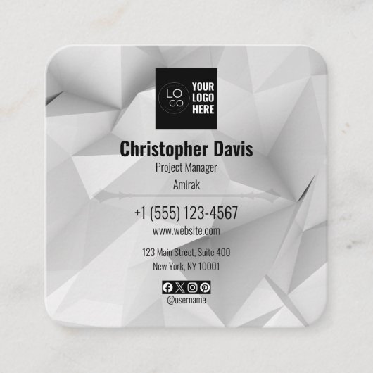 Custom Your Logo and QR Code Business Card スクエア名刺 (正面)