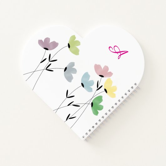 custom your name & initial with wildflowers ノートブック (裏面)
