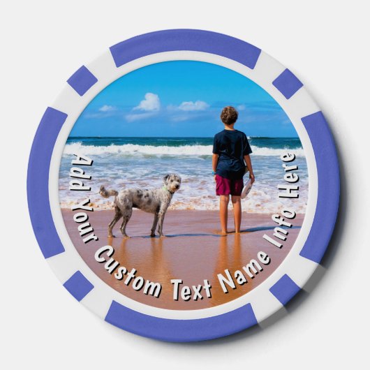 Custom Your Pet Photo Poker Chips Personalize Text ポーカーチップ (裏面)