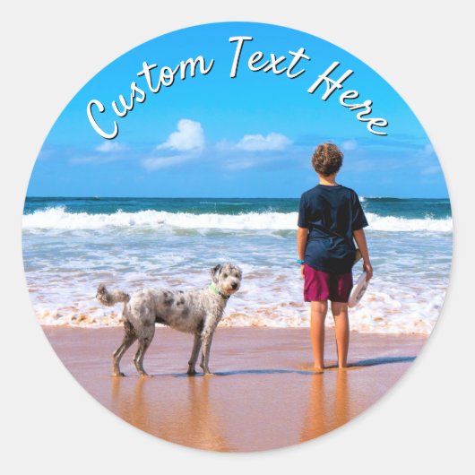 Custom Your Pet Photo Stickers Personalized Text ラウンドシール (正面)