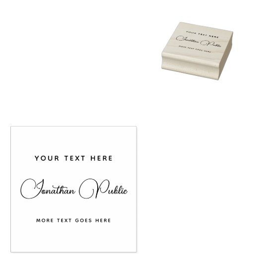 Custom Your Text Hand Script Name Template Square ラバースタンプ (押印)