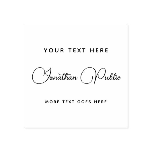 Custom Your Text Hand Script Name Template Square ラバースタンプ (インプリント)