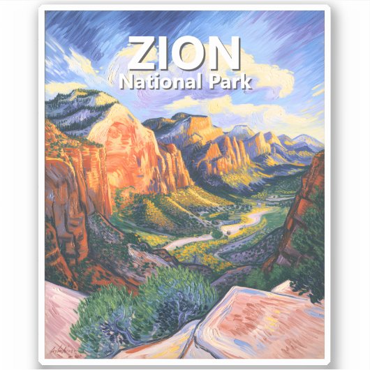 Custom Zion National Park Angels Landing Vibrant シール (正面)