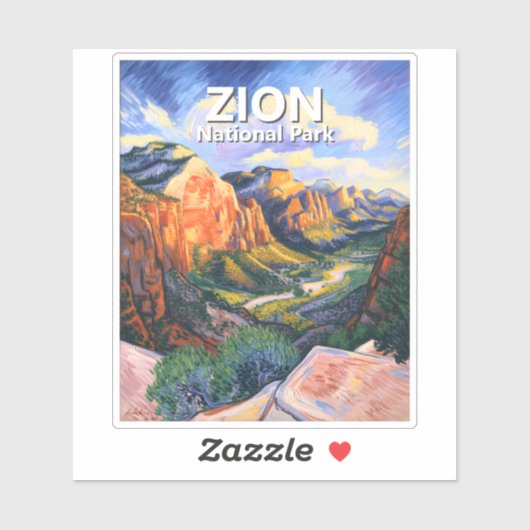 Custom Zion National Park Angels Landing Vibrant シール (シート)