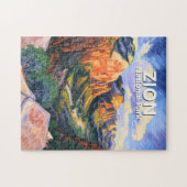 Custom Zion National Park Angels Landing Vibrant ジグソーパズル (横)