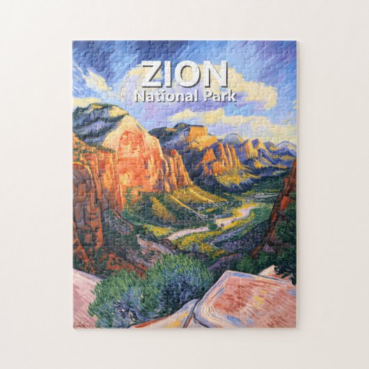 Custom Zion National Park Angels Landing Vibrant ジグソーパズル (縦)