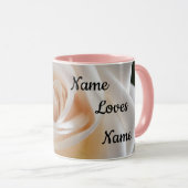 Customable White Rose "Love You" mug マグカップ (正面右)