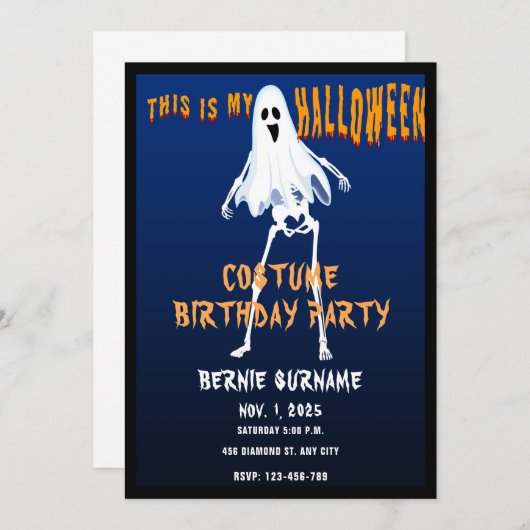 CUSTOME HALLOWEEN COSTUME BIRTHDAY PARTY  招待状 (正面/裏面)