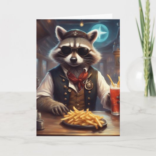 Customer appreciation Raccoon Biker bar patron カード (正面)