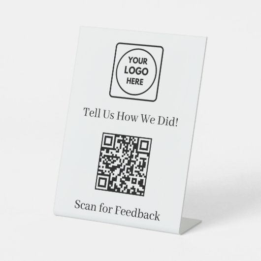 Customer Feedback QR Code | ビジネスレビュー評価 台座サイン (正面)