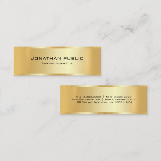 Customer Professional Elegant Faux Gold Template スキニー名刺 (正面/裏面)