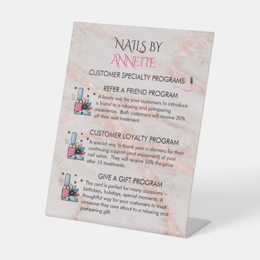 * Customer Reward Programs Nail Salon Manicurist  台座サイン (正面)
