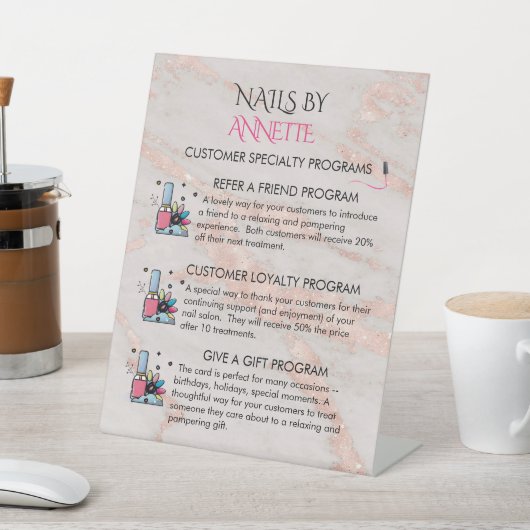 * Customer Reward Programs Nail Salon Manicurist  台座サイン (インサイチュ)