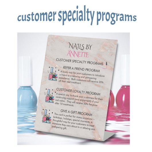 * Customer Reward Programs Nail Salon Manicurist  台座サイン