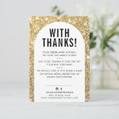 CUSTOMER THANK YOU ARCHモダン金ゴールドフェイクグリッター サンキューカード (スタンド正面)