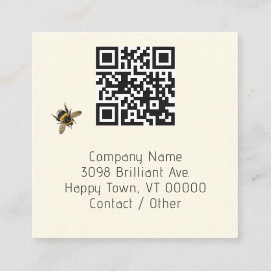 Customer Thank You Bees QR code スクエア名刺 (裏面)