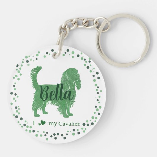 CustomGreen Cavalier Silhouette and Photo Keychain キーホルダー (裏面)