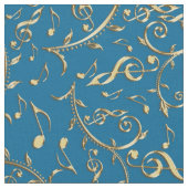 Customiable色wの金ゴールド音楽は花の生地に注意します ファブリック (クローズアップ)