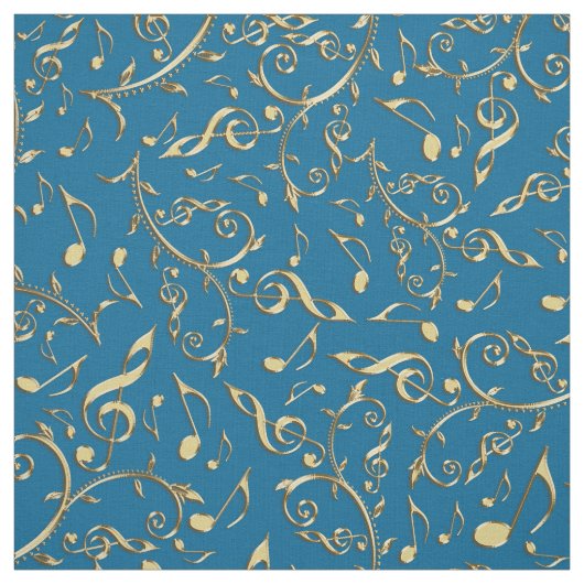 Customiable色wの金ゴールド音楽は花の生地に注意します ファブリック (見本)