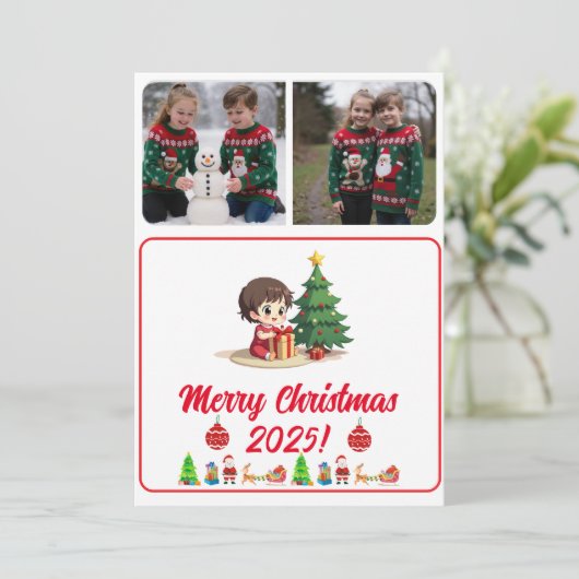 Customisable 2 Photo Traditional Christmas Card (スタンド正面)