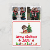 Customisable 2 Photo Traditional Christmas Card (正面/裏面)
