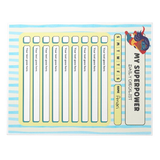 Customisable ADHD KIds Daily Checklist Notepad ノートパッド (正面)