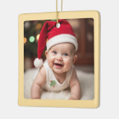 Customisable Baby's First Christmas Square セラミックオーナメント (左)
